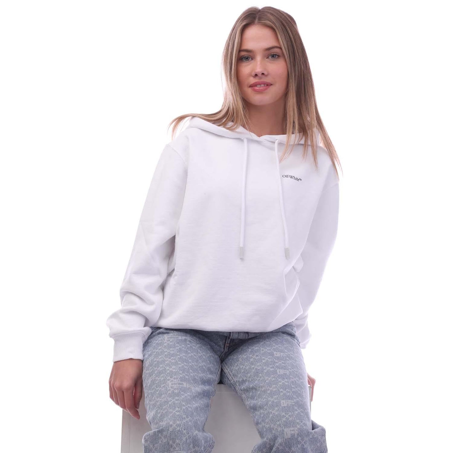 White - Lifestyle - Off White Womens-Ladies Floral Arrow Embroidered Regular Hoodie