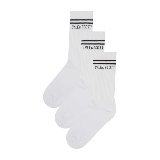 White - Front - Lyle & Scott Boys Sports Socks (Pack of 3)