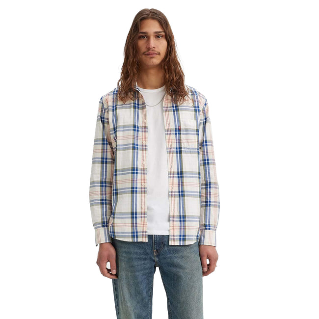 White-Blue - Front - Levis Mens Sunset Standard Shirt