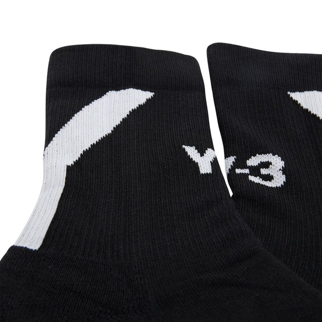 Black - Back - Y-3 Mens Hi Logo Crew Socks