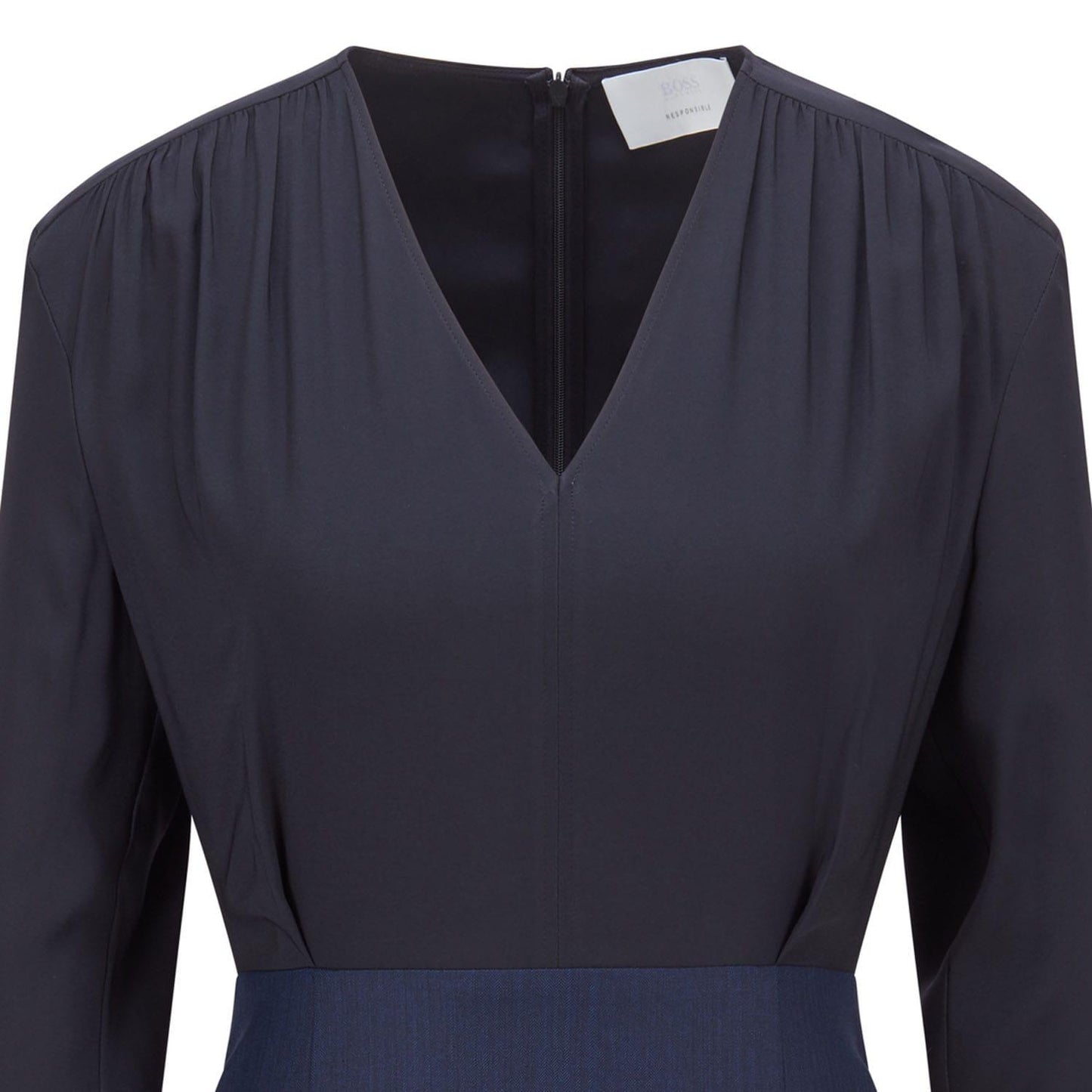 Black-Navy - Back - Boss Womens-Ladies Dasaria 2 in 1 Dress