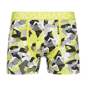 Yellow-Black-White - Side - Crosshatch Mens Crystaline Boxer Shorts (Pack of 3)