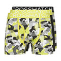 Yellow-Black-White - Front - Crosshatch Mens Crystaline Boxer Shorts (Pack of 3)