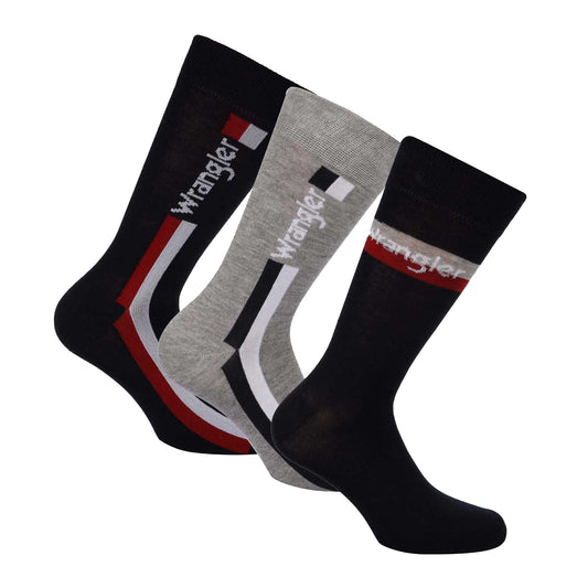 Blue-Black-Grey - Front - Wrangler Unisex Adult Socks (Pack of 3)