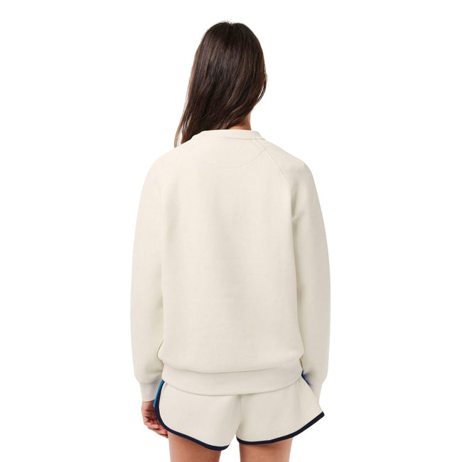 White - Back - Lacoste Womens-Ladies Double Piqué Crew Neck Sweatshirt