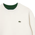 White - Side - Lacoste Womens-Ladies Double Piqué Crew Neck Sweatshirt