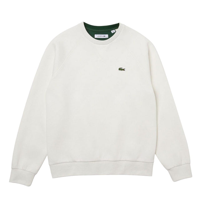 White - Front - Lacoste Womens-Ladies Double Piqué Crew Neck Sweatshirt