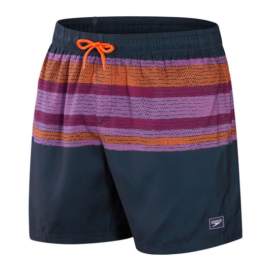 Navy-Orange - Front - Speedo Mens Placement Leisure Swim Shorts