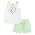 Green-White - Front - Nike Girls Happy Camper Mesh Top & Bottom Set