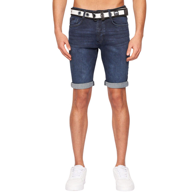 Blue - Front - Crosshatch Mens Reestier Denim Shorts