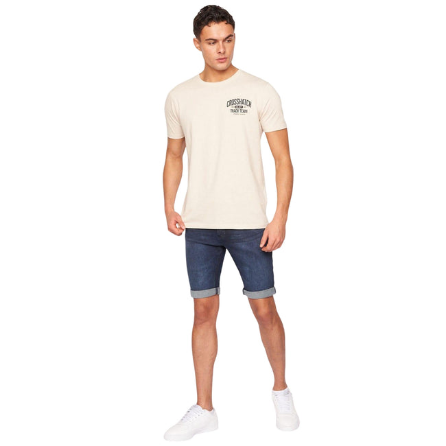 Blue - Close up - Crosshatch Mens Reestier Denim Shorts