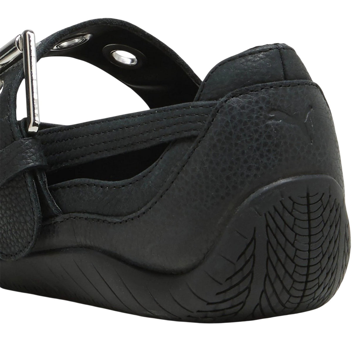 Black - Close up - Puma Womens Speedcat Ballet Flats Leather Round Toe