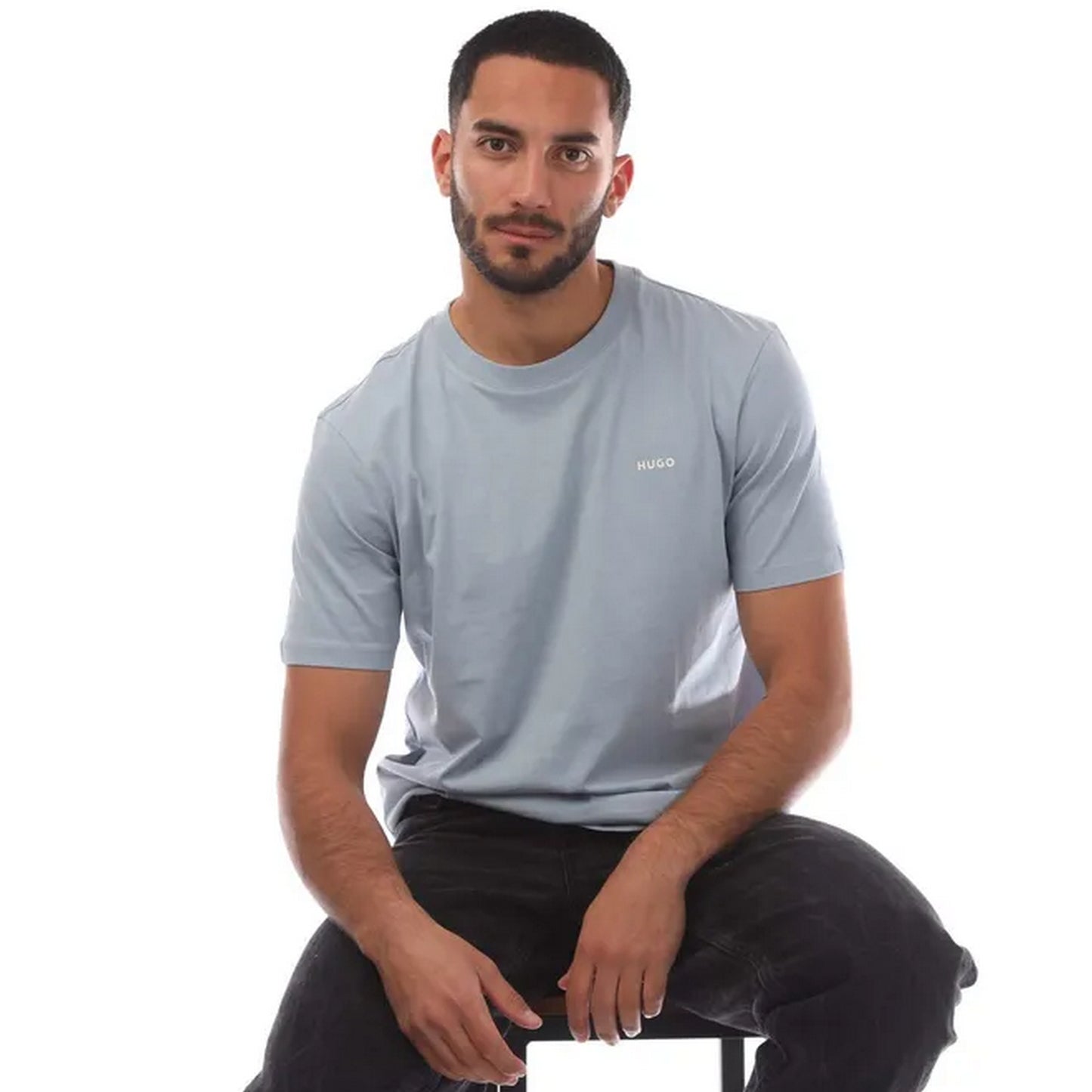 Blue - Lifestyle - Hugo Mens Dero222 Logo T-Shirt