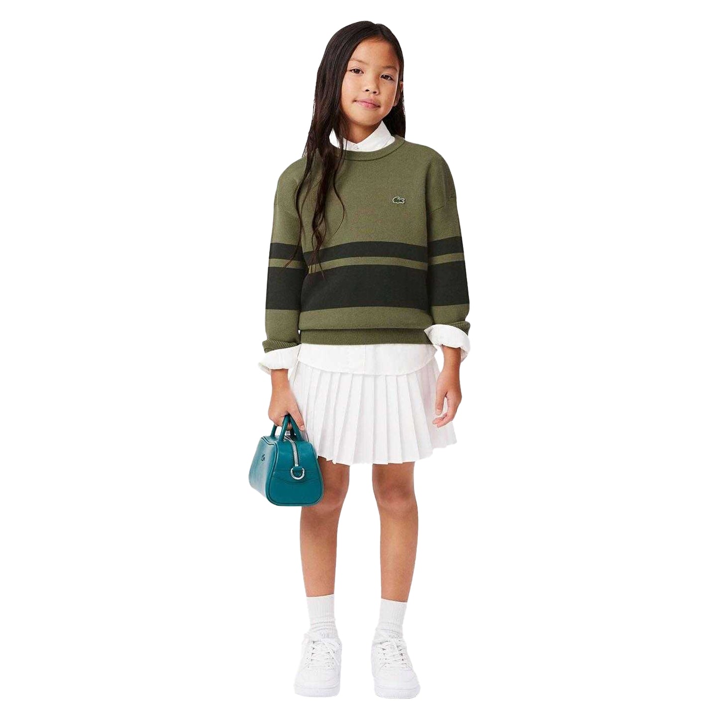 Green - Pack Shot - Lacoste Childrens-Kids Striped Sweatshirt