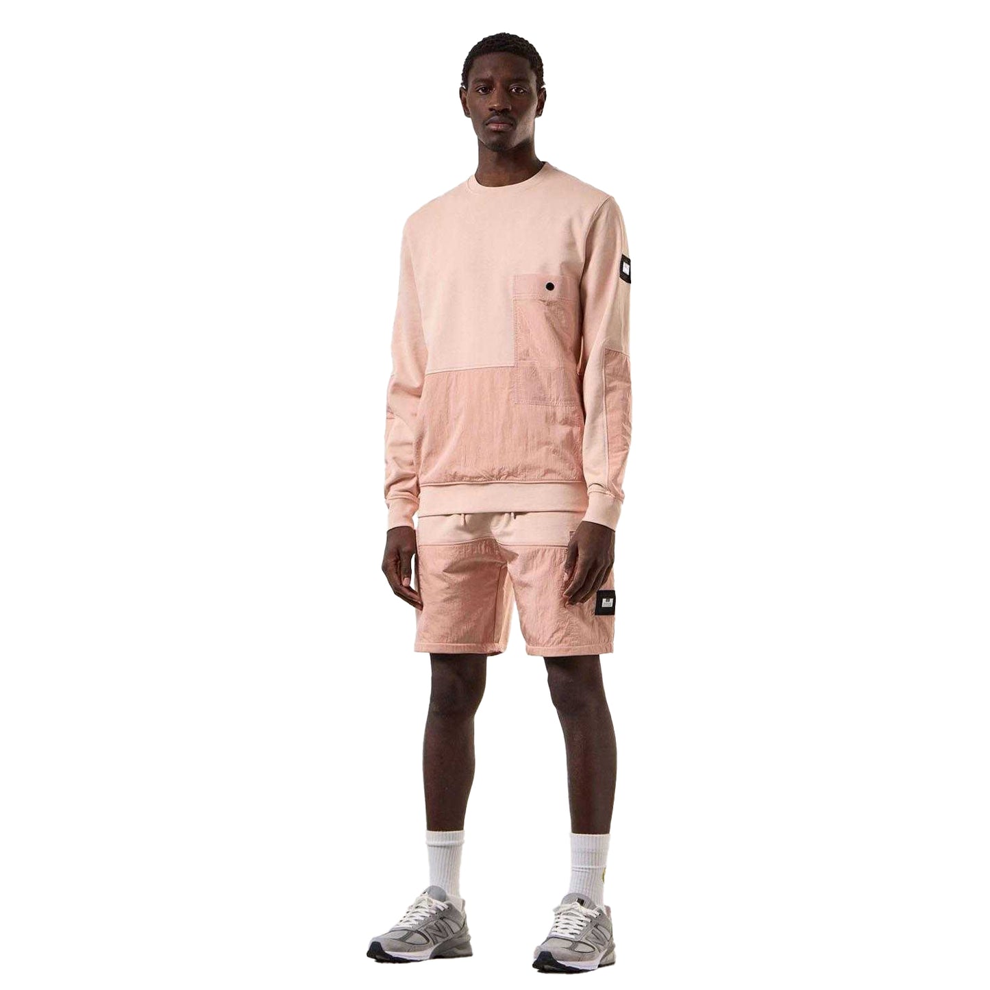 Pink - Close up - Weekend Offender Mens Sirenko Crew Neck Sweatshirt