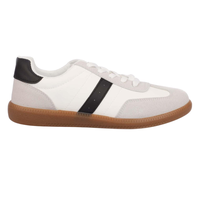 White - Side - Where´s That From Womens-Ladies Contrast Panel Trainers