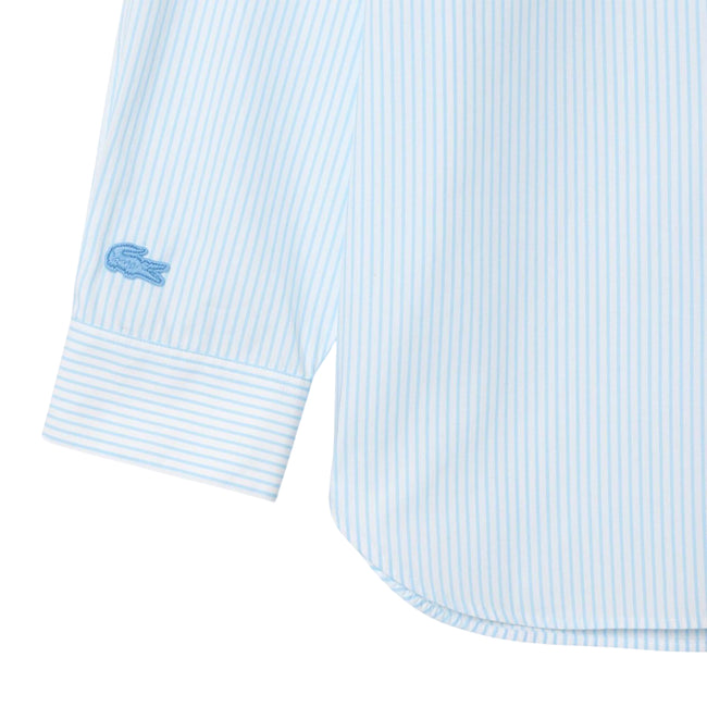 Blue-White - Side - Lacoste Mens Crocodile Badge Relaxed Fit Shirt