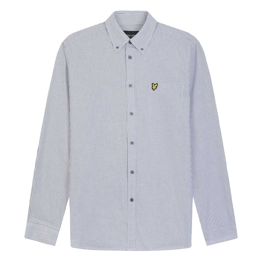 Grey-White - Front - Lyle & Scott Mens Stripe Oxford Shirt