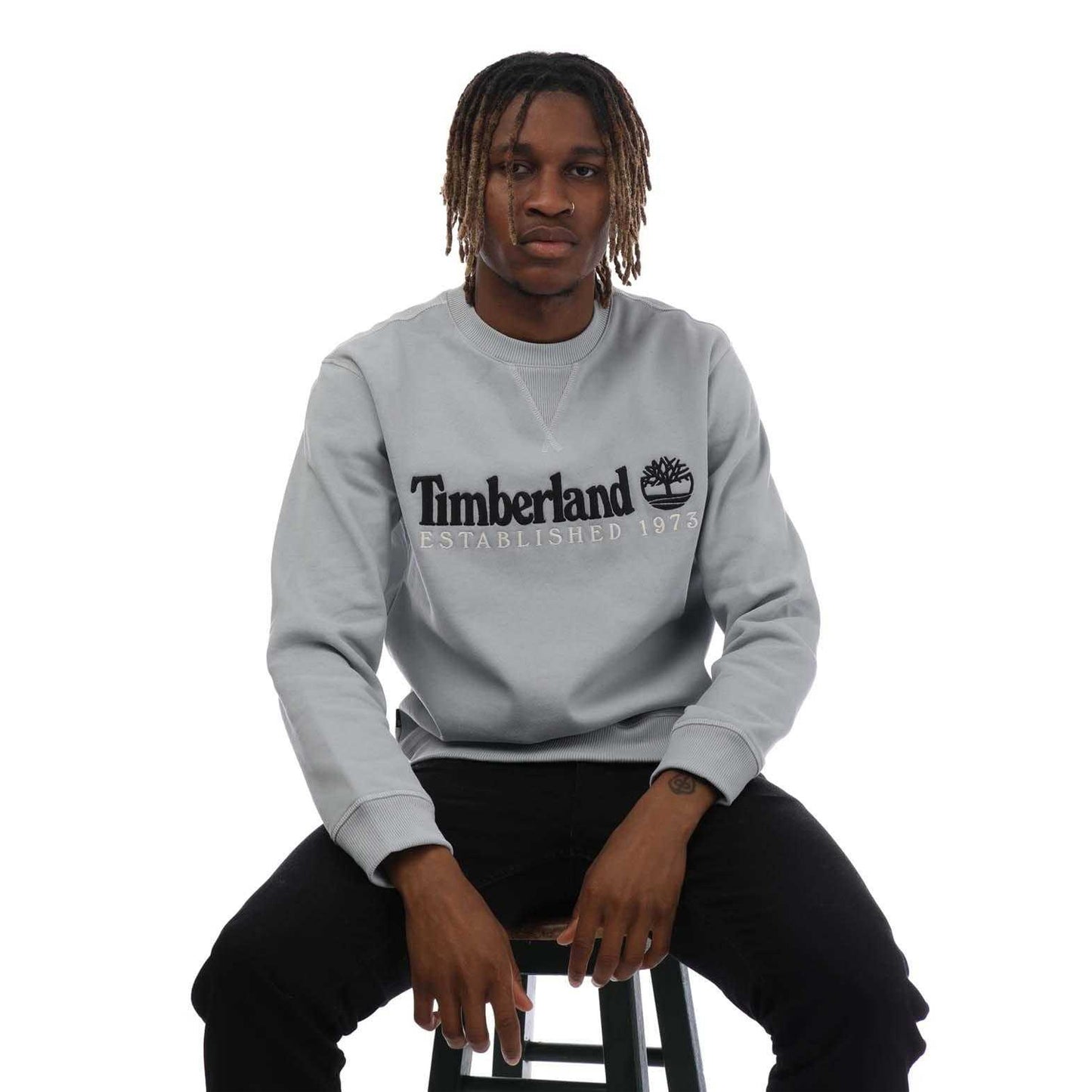 Light Grey - Side - Timberland Mens Est 1973 Crew Neck Sweatshirt