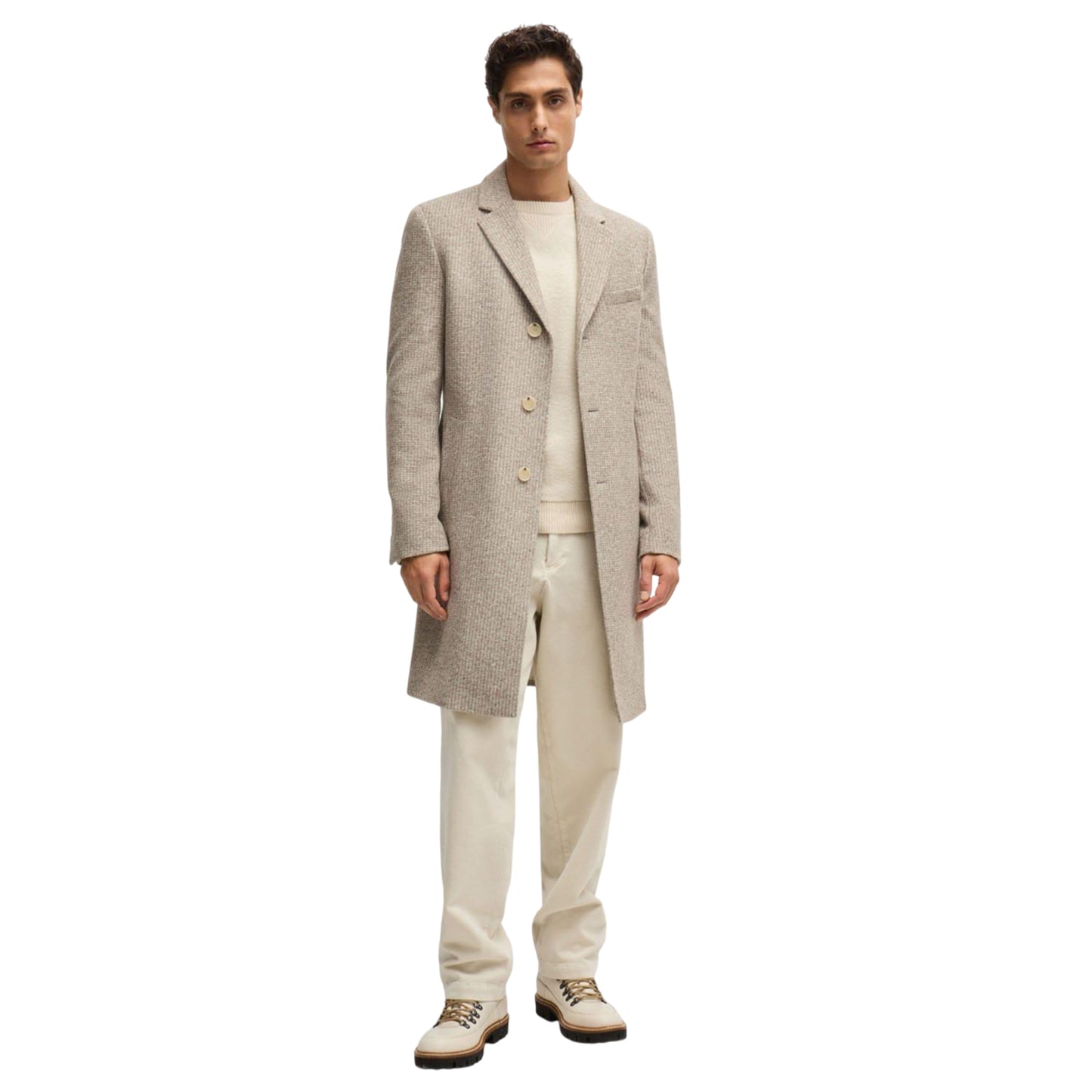 White - Pack Shot - Hugo Boss Mens H Ematero Knitted Sweatshirt