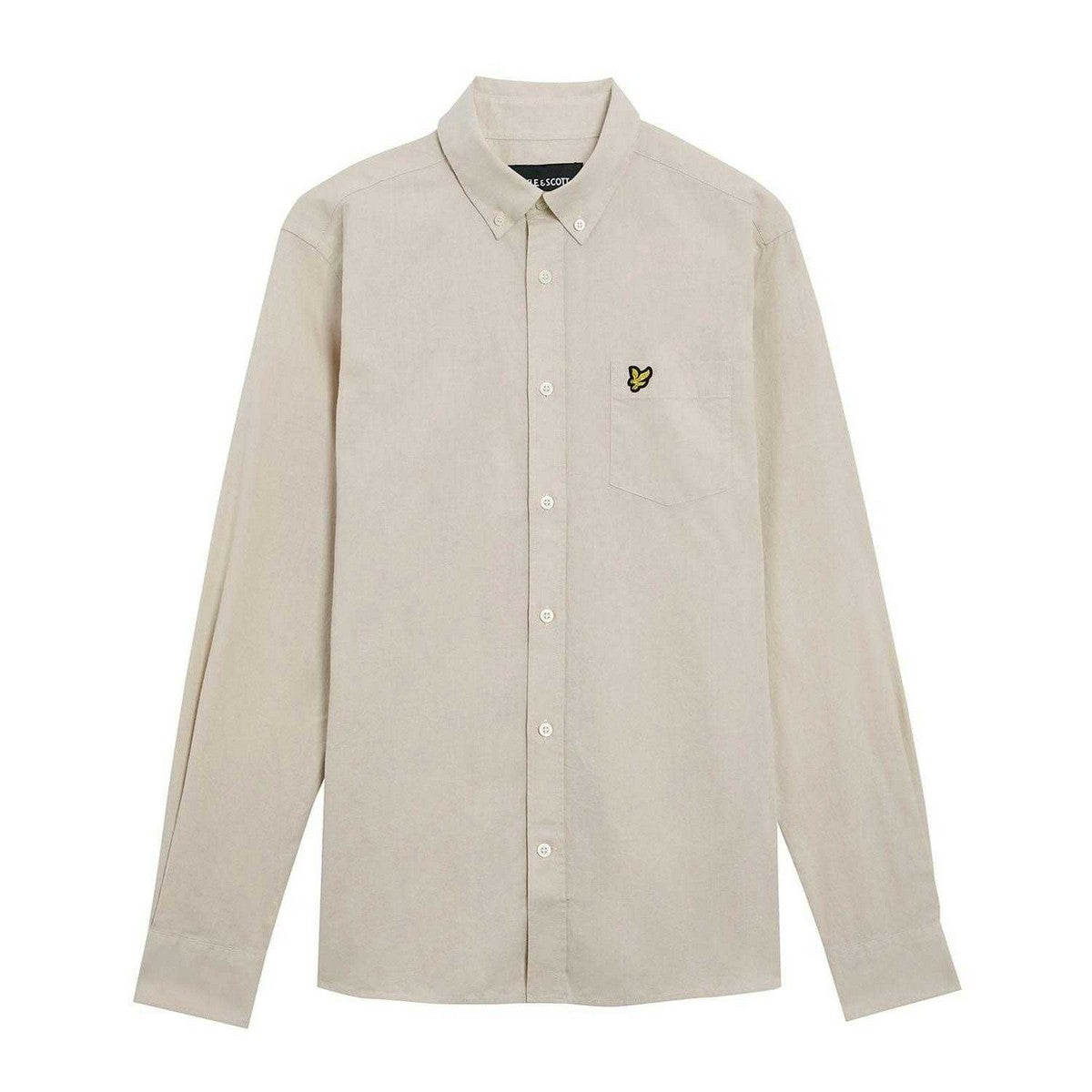 White - Close up - Lyle & Scott Mens Cotton Linen Button-Down Shirt