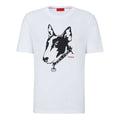White - Front - Hugo Mens Dog Print T-Shirt