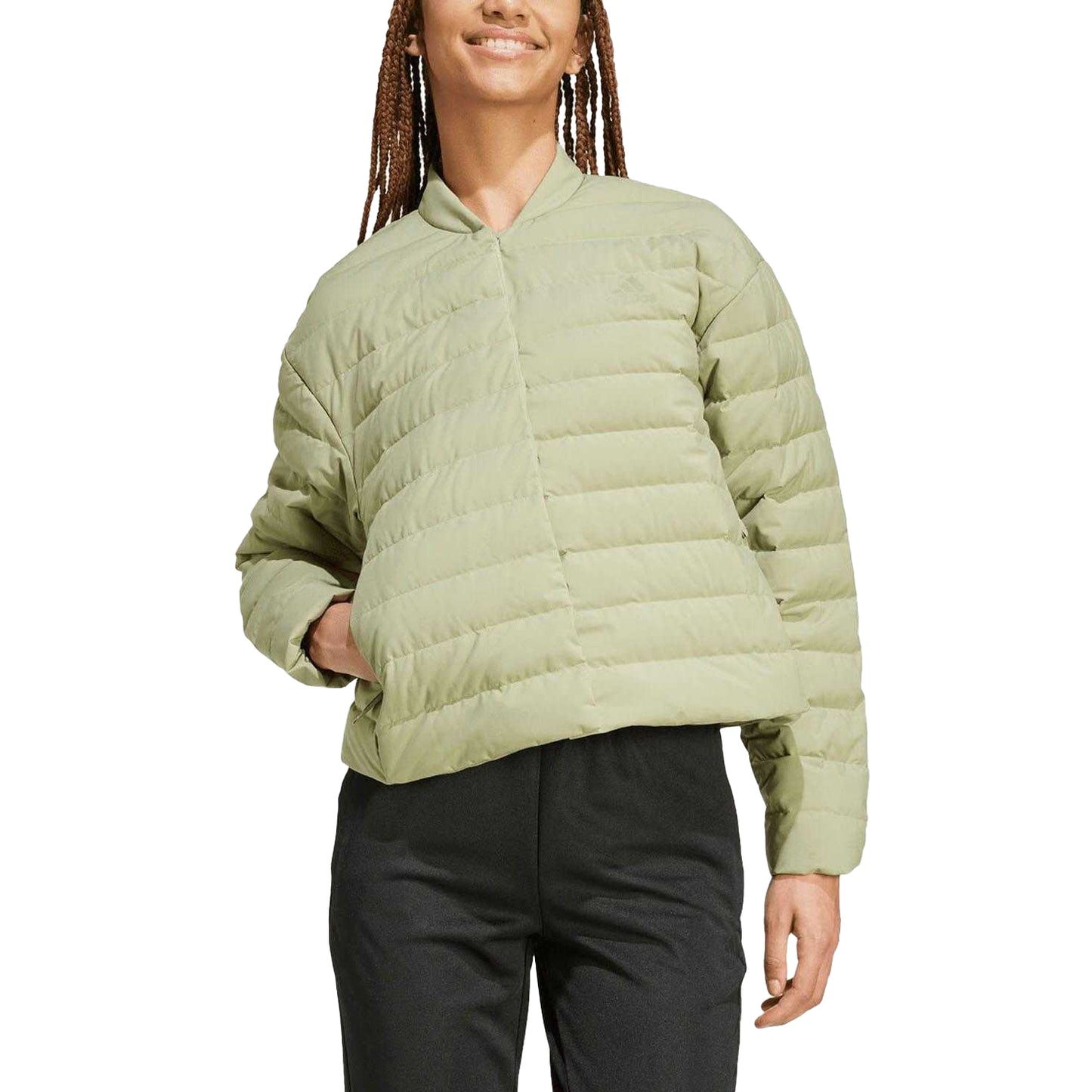 Green - Lifestyle - Adidas Womens-Ladies Helionic Light Padded Jacket