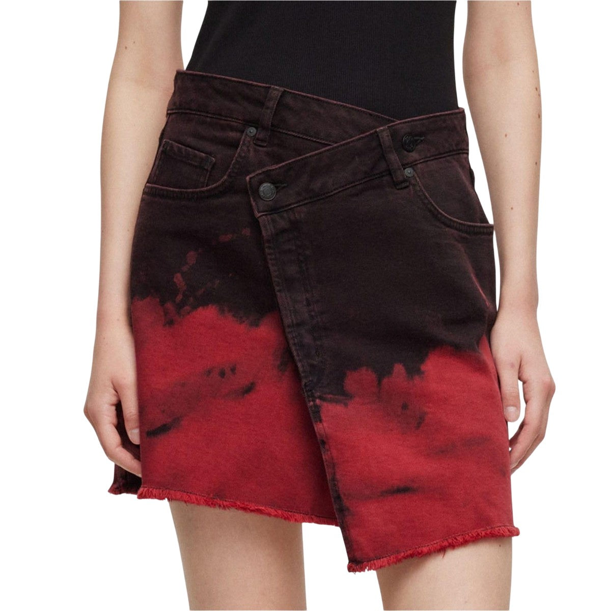 Black-Red - Lifestyle - Hugo Womens-Ladies Giowanna Leather Mini Skirt