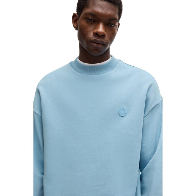 Blue - Side - Hugo Mens Ninnyo Crew Neck Sweatshirt