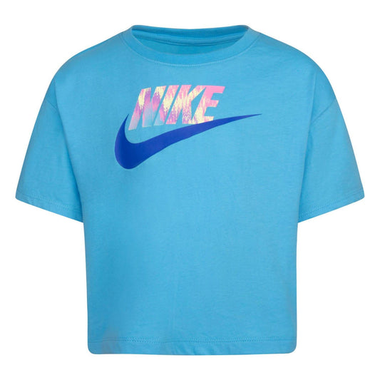 Blue-Pink - Front - Nike Girls Futura Digital Print T-Shirt