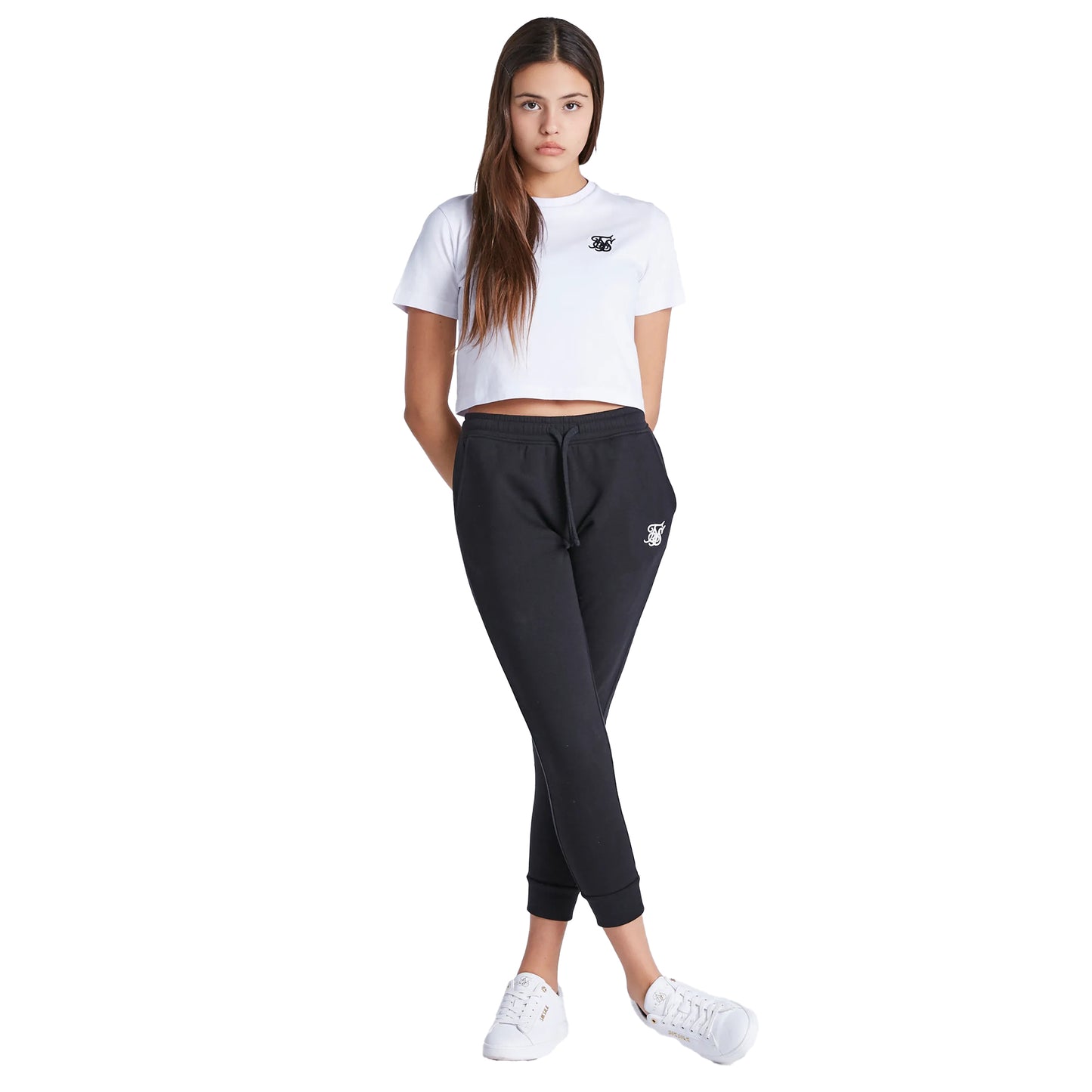 White - Side - SikSilk Girls Essentials Crop T-Shirt