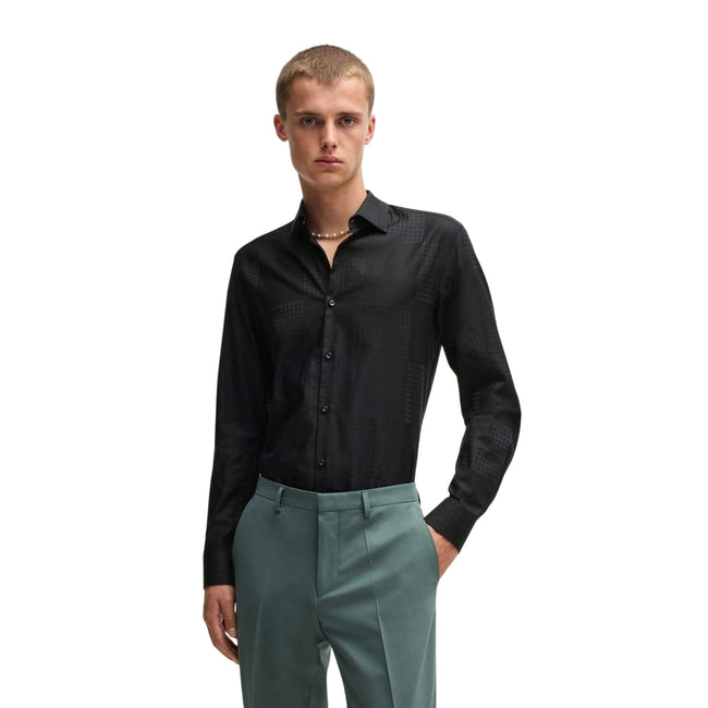 Black - Lifestyle - Hugo Mens Kenno Checkerboard Shirt