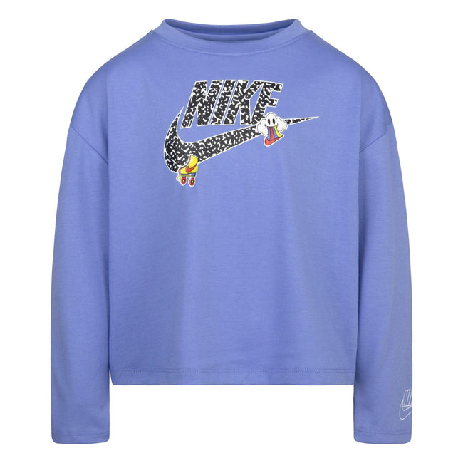Blue - Front - Nike Girls Notebook Knitted Long-Sleeved T-Shirt