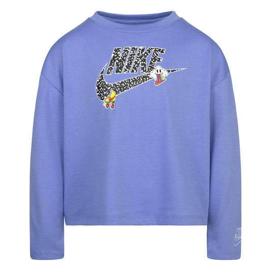 Blue - Front - Nike Girls Notebook Knitted Long-Sleeved T-Shirt