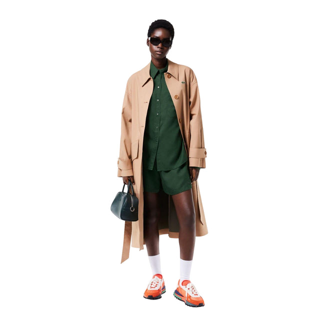 Green - Pack Shot - Lacoste Womens-Ladies Flowing Lyocell Oversized Shirt
