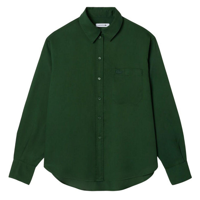 Green - Front - Lacoste Womens-Ladies Flowing Lyocell Oversized Shirt