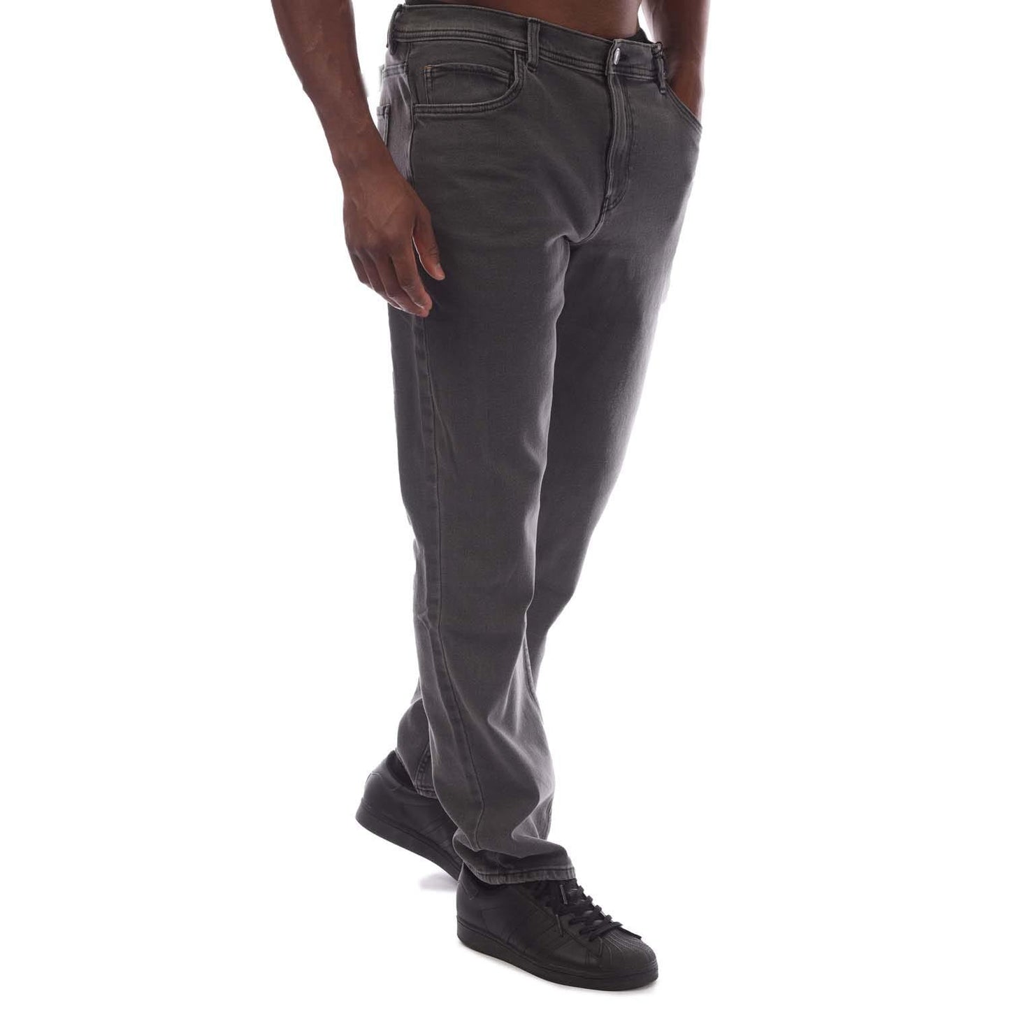 Charcoal - Side - Timberland Mens Washed Stretch Jeans