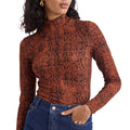 Brown-Black - Side - Nobody´s Child Womens-Ladies Lyra Snake Print Funnel Neck Long-Sleeved Top