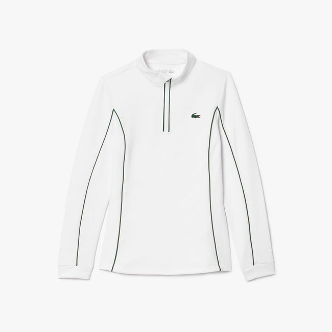 White-Green - Front - Lacoste Womens-Ladies Layered Slim Tennis Sweatshirt