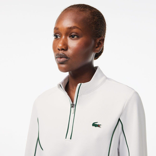 White-Green - Lifestyle - Lacoste Womens-Ladies Layered Slim Tennis Sweatshirt
