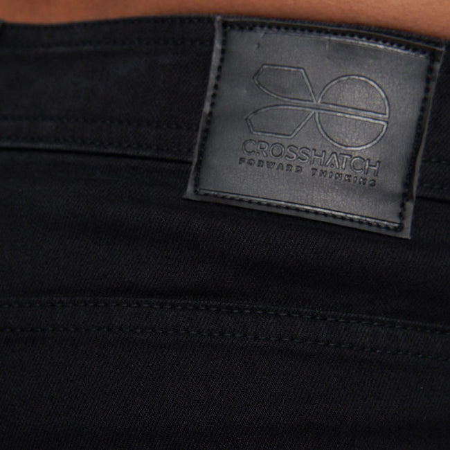 Black - Side - Crosshatch Mens Buraca Slim Jeans