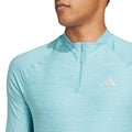 Light Blue - Side - Adidas Mens Gym+ Quarter Zip Training Pullover