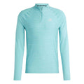 Light Blue - Front - Adidas Mens Gym+ Quarter Zip Training Pullover