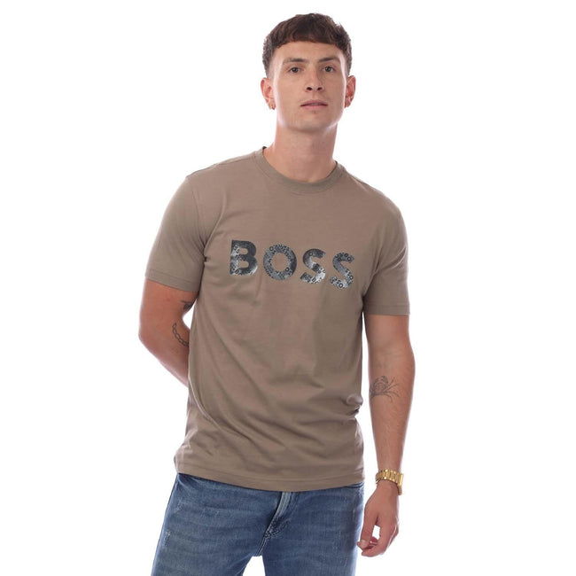 Green - Front - Hugo Boss Mens Logo T-Shirt