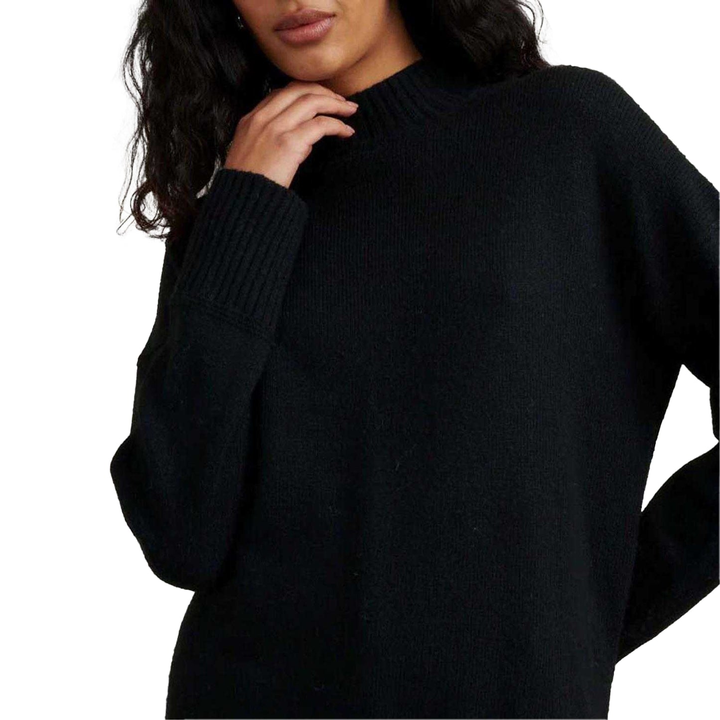 Black - Side - Nobody´s Child Womens-Ladies Funnel Neck Longline Sweater Top