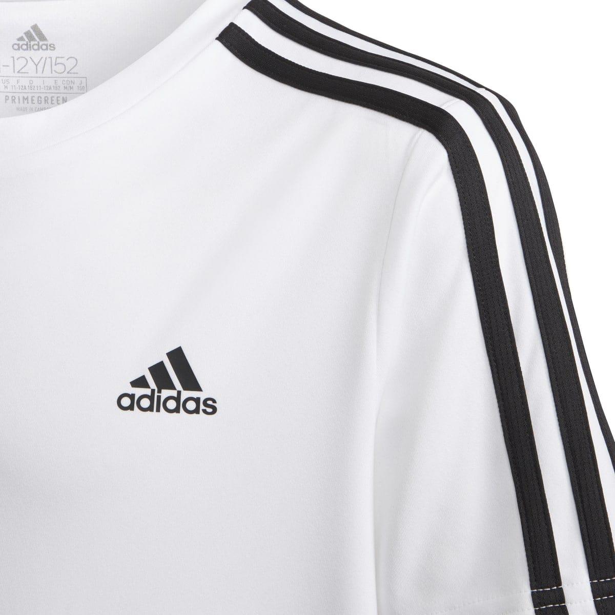 White-Black - Side - Adidas Boys Designed 2 Move Stripes T-Shirt