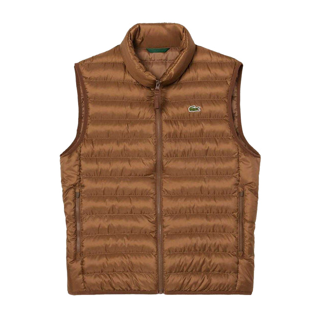 Brown - Front - Lacoste Mens Water Repellent Padded Gilet