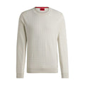 Natural - Front - Hugo Mens Scoult Grid Cotton Sweater Top