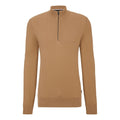 Beige - Front - Boss Mens Embrando-P Quarter Zip Sweater Top
