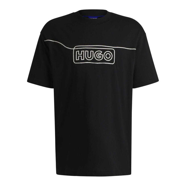 Black - Front - Hugo Mens Noideryo Logo Stitch Detail T-Shirt